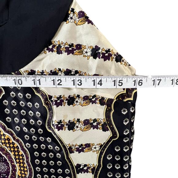 Anthro Nell Couture Y2K Dress 0 XS Black Cream Silk Dashiki Floral Boho Chic - Picture 8 of 12